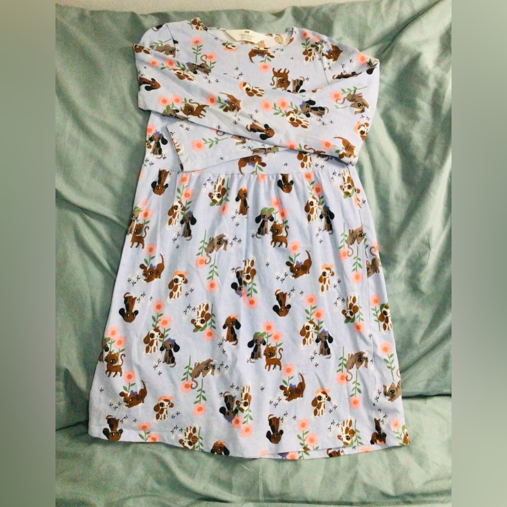 H&M Kids Dress with Dog and Floral Print